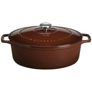 Photo de CHASSEUR Cocotte en fonte ovale 33 cm Chocolat - Sublime