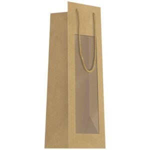 Photo de PAPETERIE DU POITOU Sac cadeau bouteille kraft+fenetre 11x39cm