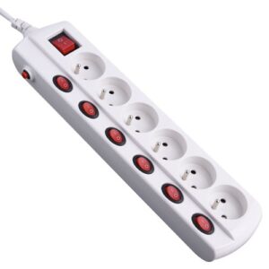 Photo de ELECTRALINE Bloc 6 prises 2P+T 16A avec interrupteurs individuels
