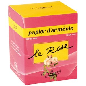 Photo de PAPIERS D'ARMENIE Bougie blanche avec bougeoir en verre transparent - parfum rose