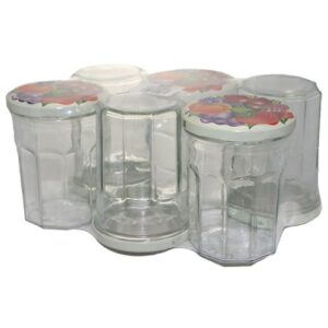 Photo de BJ Pack 6 confituriers 385ml couvercle décor fruits