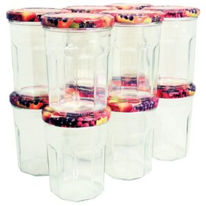 Photo de BJ Pack 12 confituriers 385ml couvercle décor fruits