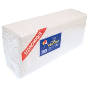 Photo de WEEK-END Lot de 200 Serviettes en papier Blanc 30 x 30 cm 1 pli