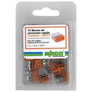 Photo de WAGO Lot 15 mini bornes automatiques de 3 entrees w