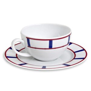 Photo de EVRARD Tasse à thé 22 cl Bleu et Rouge - Porcelaine Basque