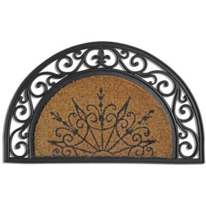 Photo de IDMAT Tapis Coral en coco forme demi-lune 45 x 75 cm