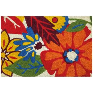 Photo de IDMAT Tapis coco blanchi flowers 40x60 cm