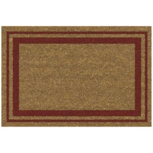 Photo de IDMAT Tapis coco naturel bordures rouge 40x60cm