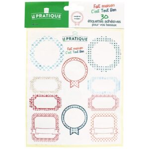 Photo de LE PRATIQUE Sachet 10x3 étiquettes adhésives assorties pour conserves