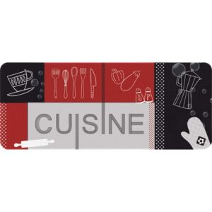 Photo de IDMAT Tapis decor de cuisine rouge noir 50 x 120 cm