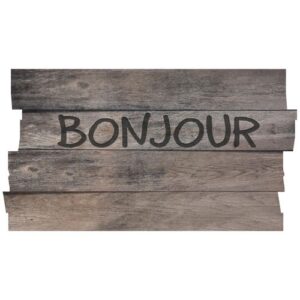 Photo de IDMAT Tapis boston decoupe planche bonjour gris 40x70cm