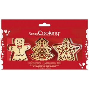 Photo de SCRAPCOOKING Coffret 3 découpoirs + embosseurs bois - Noël