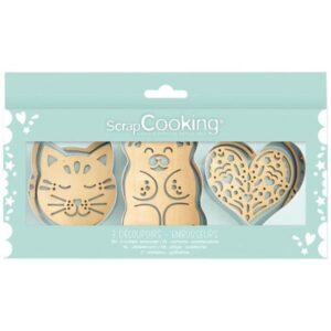 Photo de SCRAPCOOKING Coffret 3 découpoirs + embosseurs bois - Classique