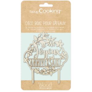 Photo de SCRAPCOOKING Décoration bois Joyeux Anniversaire - Cake Topper