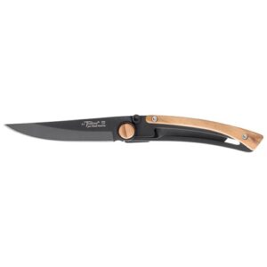 Photo de CLAUDE DOZORME Couteau de poche lame noire & Manche Olivier - Liner Lock Le Thiers