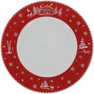 Photo de TABLE ET COOK Assiette plate en Porcelaine - Chalet Rouge 27 cm