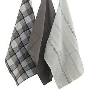 Photo de KELA Lot de 3 torchons assortis Gris - Pasado