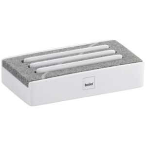 Photo de KELA Porte-savon Blanc Mat & Aspect Pierre - Cube
