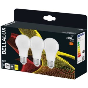 Photo de BELLALUX Bellalux led radiat.dépoli std e27 8.5w chaud 806lm bte x3
