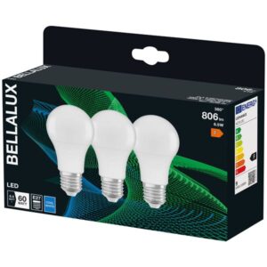 Photo de BELLALUX Bellalux led radiat.dépoli std e27 8.5w froid 806lm bte x3