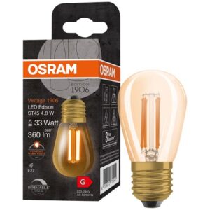 Photo de OSRAM 1906 led mini edison clair fil or 4.8w e27 chaud