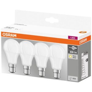 Photo de OSRAM Ampoule LED standard dépolie avec radiateur 8.5 W B22 chaud lot de 4