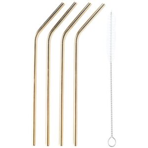 Photo de POINT VIRGULE Set de 4 pailles inox Dorées
