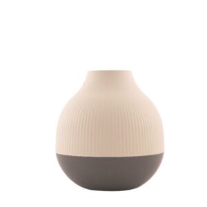 Photo de POINT VIRGULE Vase boule 19 cm - Blanc Cassé & Gris Foncé