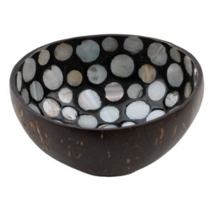 Photo de POINT VIRGULE Bol 13 cm Noix de coco & Noir Pois Nacrés