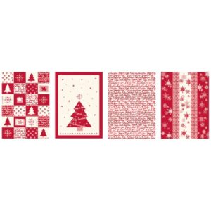Photo de TISSAGES DE BEAULIEU Torchon coton noël red christmas 50 x 70 cm x 4