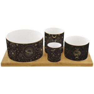 Photo de EASY LIFE Set apéritif 4 coupelles + plateau bambou - Céleste