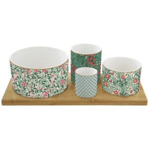Photo de EASY LIFE Set apéritif 4 coupelles + plateau bambou - Floral Fantasy