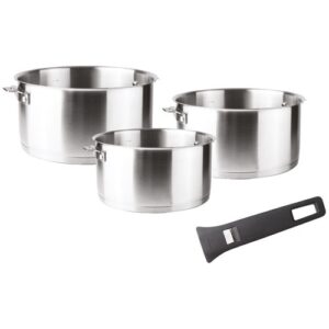 Photo de LACOR Set 3 casseroles inox 16 / 18 / 20 cm + poignée Noire - Combi