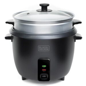 Photo de BLACK & DECKER CUISEUR A RIZ MULTIFONCTIONS 700W 1,8L COUVERCLE VERRE PANIER AMOVIBLE