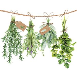 Photo de AMBIENTE Lot 20 serviettes en papier 33 x 33 cm - Herbes Aromatiques