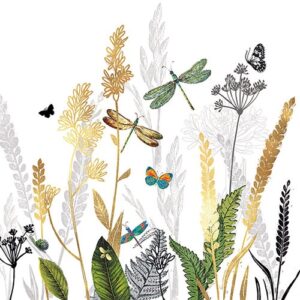 Photo de AMBIENTE Lot 20 serviettes en papier 33 x 33 cm - Fleurs Ornementales & Fond Blanc