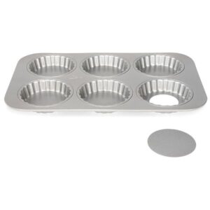 Photo de PATISSE Moule 6 tartelettes 10 cm à fond amovible - Silver Top