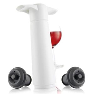 Photo de VACUVIN Coffret Pompe à vin + 2 bouchons - Classic Blanc