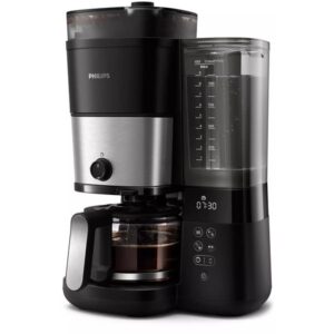 Photo de PHILIPS Cafetière filtre programmable avec broyeur Noir & Argent - HD7888.01
