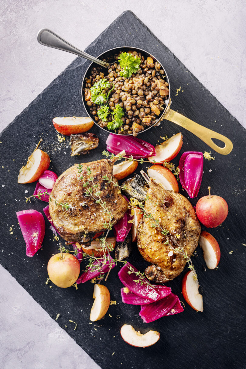 Photo de la recette : Recette confit de canard aux lentilles