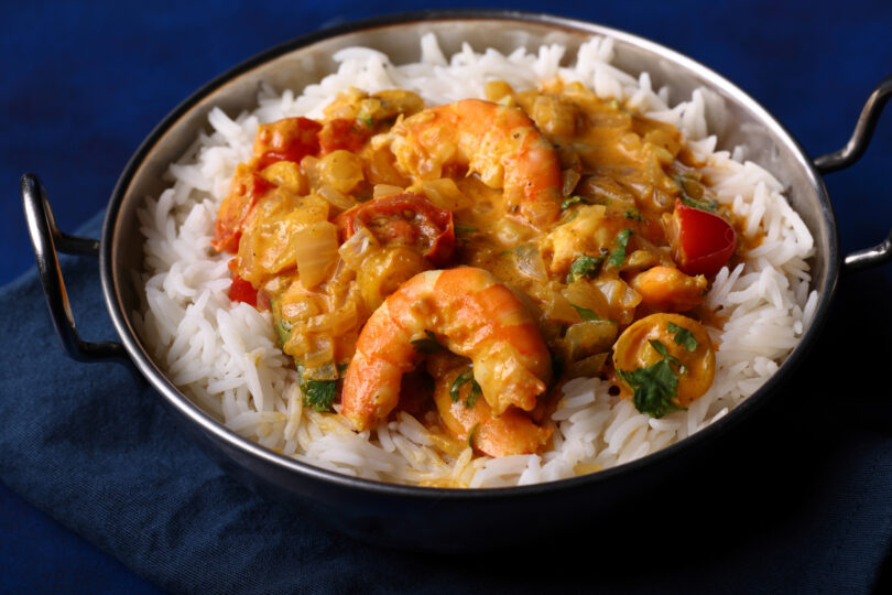 Photo de la recette : Recette curry de crevette avec riz basmati