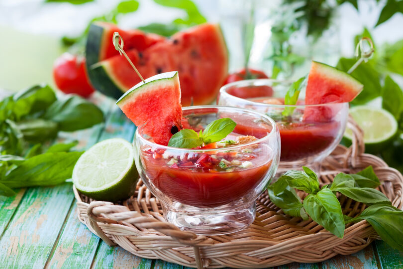 Photo de la recette : Recette gaspacho à la tomate et pastèque