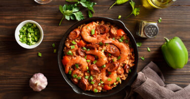 Photo de la recette : Recette jambalaya créole crevettes et saucisses fumées