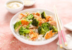 Photo de la recette : Recette riz au brocolis et saumon sauce sésame