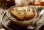 Photo de la recette : Recette soupe à l'oignon avec des croutons de pain grillés