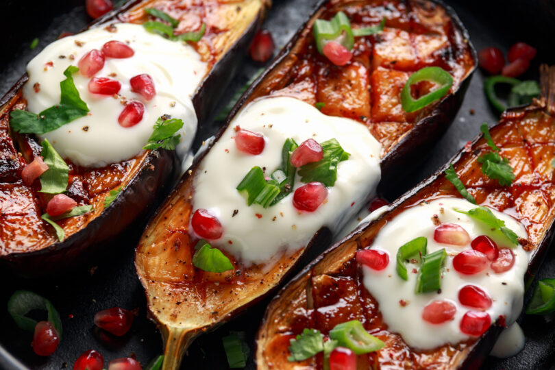 Photo de la recette : Recette aubergines grillées sauce yogourt