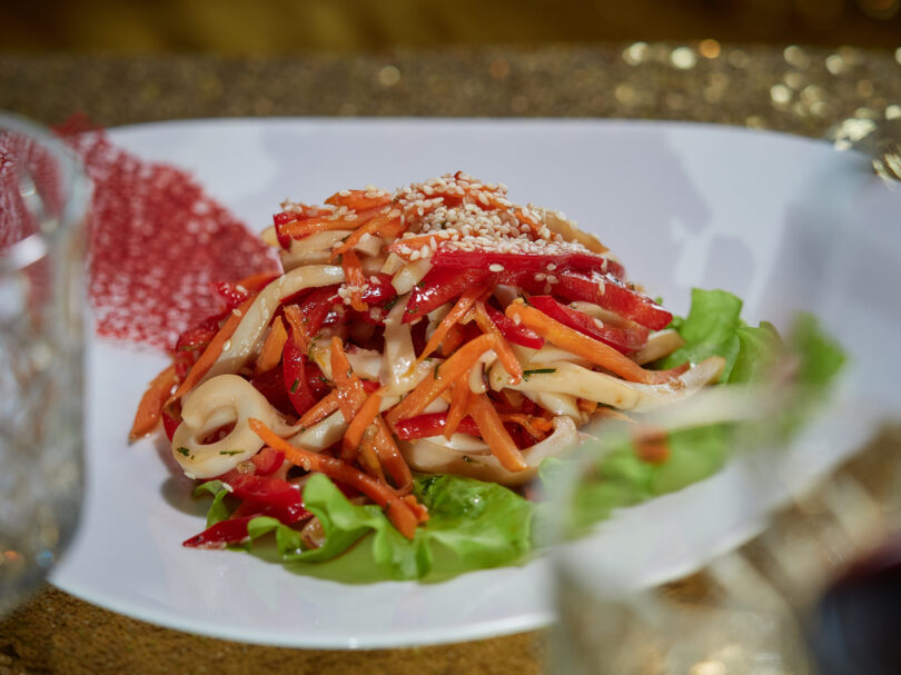 Photo de la recette : Recette de salade au poivrons rouges aux calamars