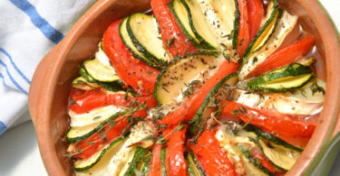 Photo de la recette : Recette du tian de légumes courgettes et tomates